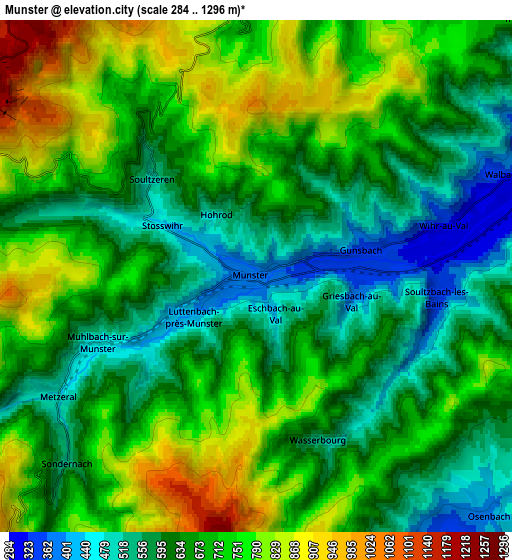 Zoom OUT 2x Munster, France elevation map