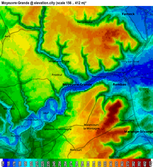 Zoom OUT 2x Moyeuvre-Grande, France elevation map