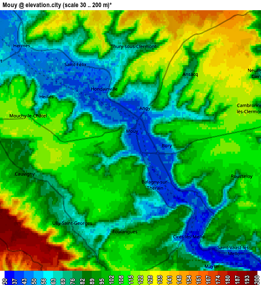 Zoom OUT 2x Mouy, France elevation map