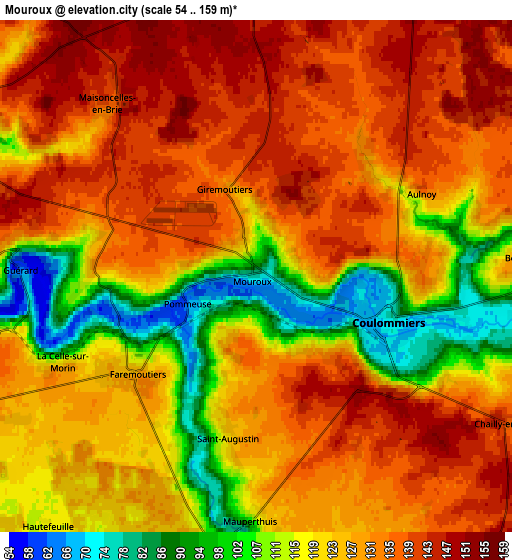 Zoom OUT 2x Mouroux, France elevation map