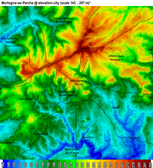 Zoom OUT 2x Mortagne-au-Perche, France elevation map