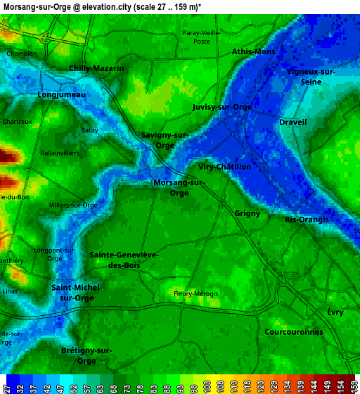 Zoom OUT 2x Morsang-sur-Orge, France elevation map