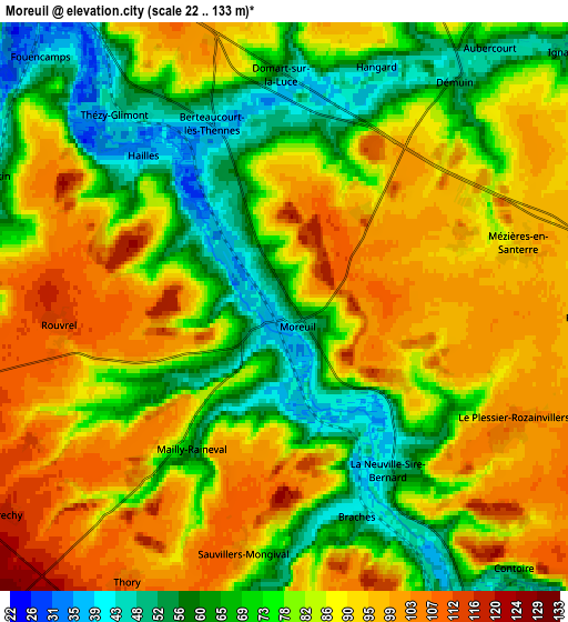 Zoom OUT 2x Moreuil, France elevation map