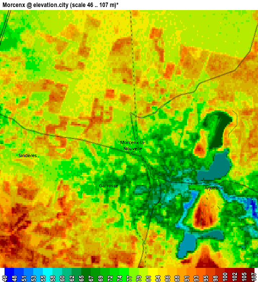 Zoom OUT 2x Morcenx, France elevation map