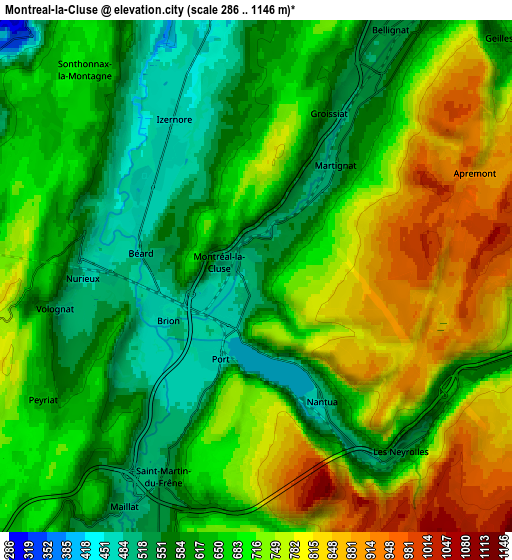 Zoom OUT 2x Montréal-la-Cluse, France elevation map