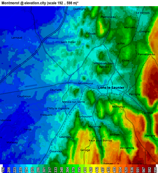 Zoom OUT 2x Montmorot, France elevation map