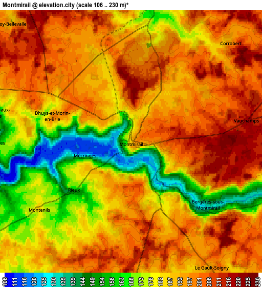 Zoom OUT 2x Montmirail, France elevation map