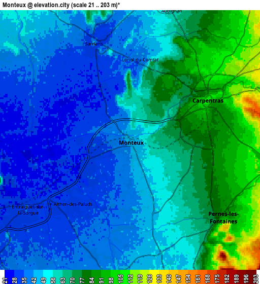 Zoom OUT 2x Monteux, France elevation map