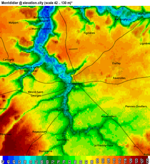 Zoom OUT 2x Montdidier, France elevation map