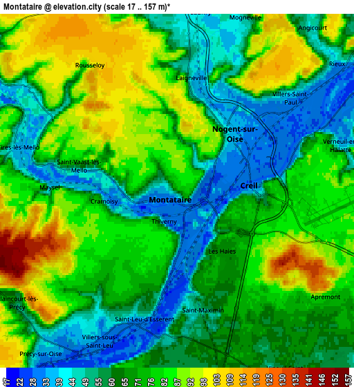 Zoom OUT 2x Montataire, France elevation map