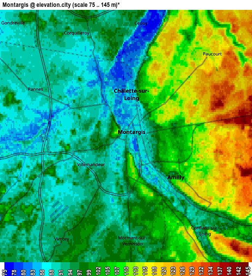 Zoom OUT 2x Montargis, France elevation map
