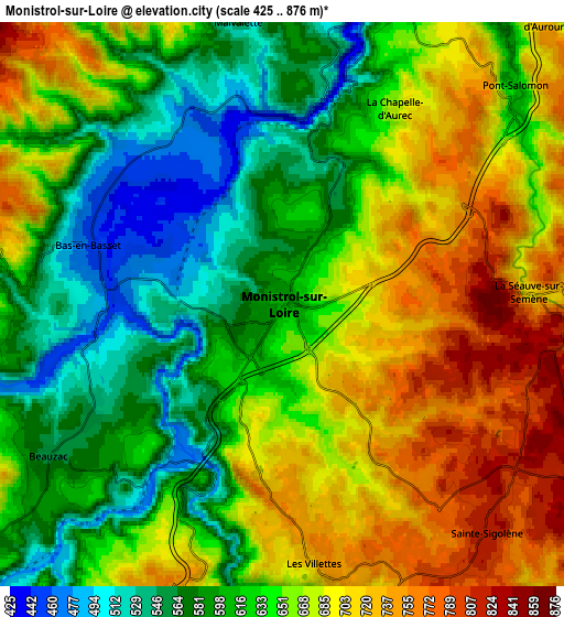 Zoom OUT 2x Monistrol-sur-Loire, France elevation map