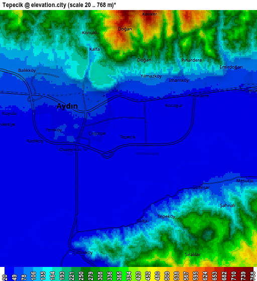 Zoom OUT 2x Tepecik, Turkey elevation map