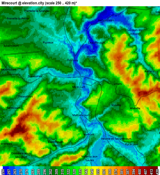 Zoom OUT 2x Mirecourt, France elevation map