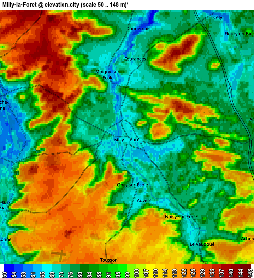 Zoom OUT 2x Milly-la-Forêt, France elevation map