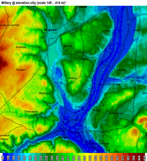 Zoom OUT 2x Millery, France elevation map