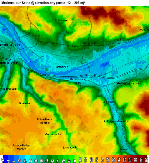 Zoom OUT 2x Mézières-sur-Seine, France elevation map