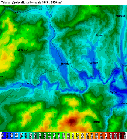 Zoom OUT 2x Tekman, Turkey elevation map