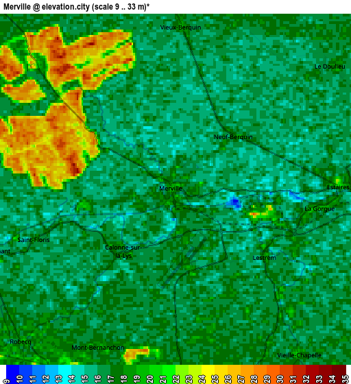 Zoom OUT 2x Merville, France elevation map