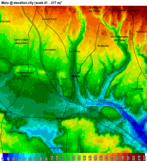 Zoom OUT 2x Méru, France elevation map