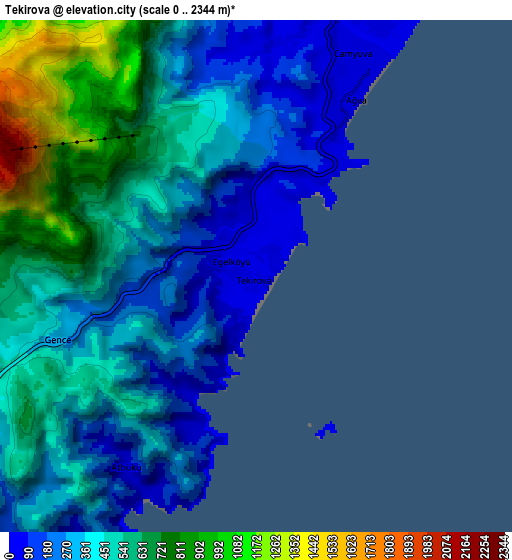 Zoom OUT 2x Tekirova, Turkey elevation map