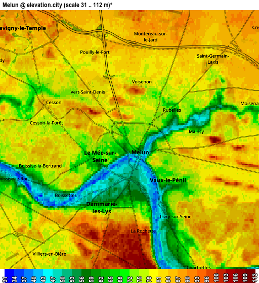 Zoom OUT 2x Melun, France elevation map