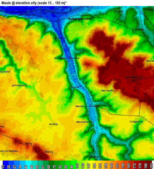 Zoom OUT 2x Maule, France elevation map