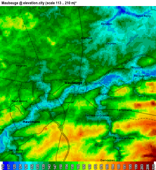 Zoom OUT 2x Maubeuge, France elevation map