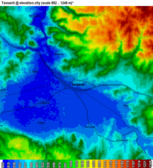 Zoom OUT 2x Tavşanlı, Turkey elevation map