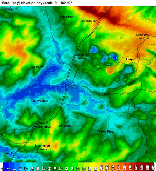 Zoom OUT 2x Marquise, France elevation map