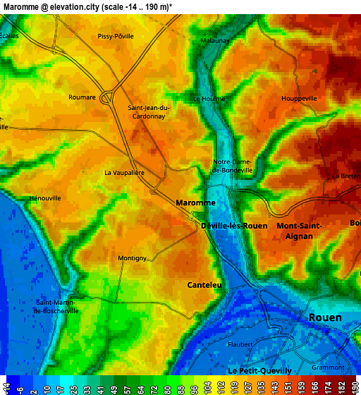 Zoom OUT 2x Maromme, France elevation map