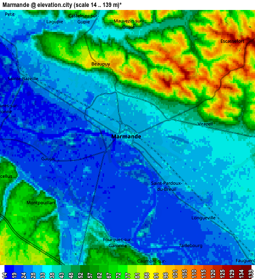 Zoom OUT 2x Marmande, France elevation map