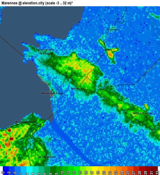 Zoom OUT 2x Marennes, France elevation map