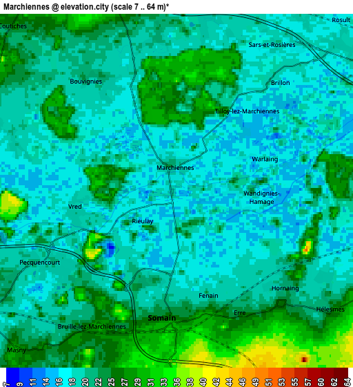 Zoom OUT 2x Marchiennes, France elevation map