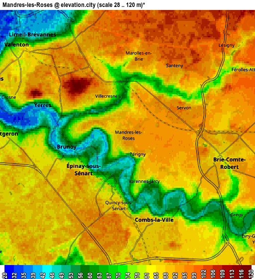 Zoom OUT 2x Mandres-les-Roses, France elevation map