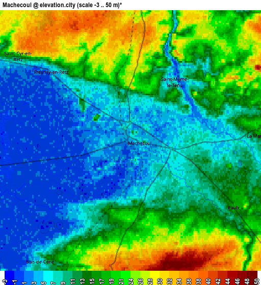 Zoom OUT 2x Machecoul, France elevation map