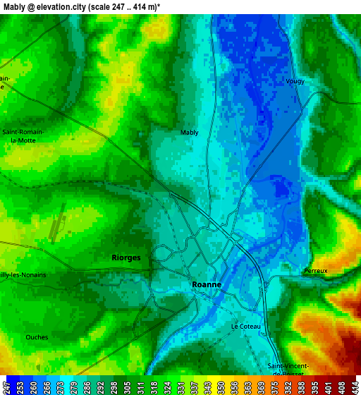 Zoom OUT 2x Mably, France elevation map