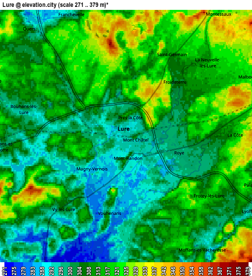 Zoom OUT 2x Lure, France elevation map