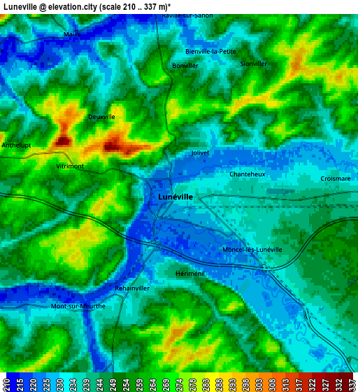 Zoom OUT 2x Lunéville, France elevation map