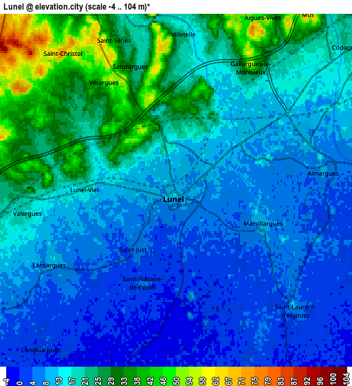 Zoom OUT 2x Lunel, France elevation map