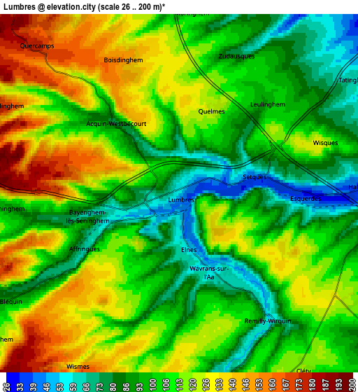 Zoom OUT 2x Lumbres, France elevation map