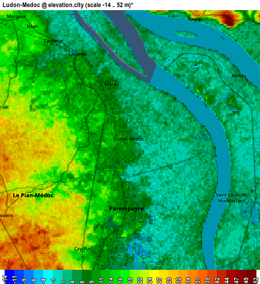 Zoom OUT 2x Ludon-Médoc, France elevation map