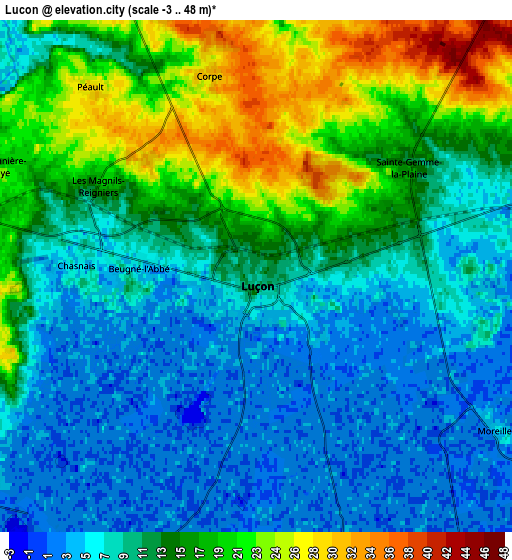 Zoom OUT 2x Luçon, France elevation map