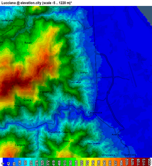 Zoom OUT 2x Lucciana, France elevation map