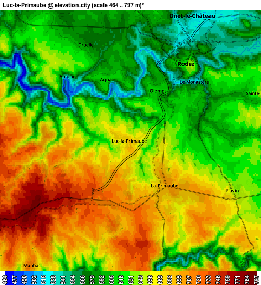 Zoom OUT 2x Luc-la-Primaube, France elevation map