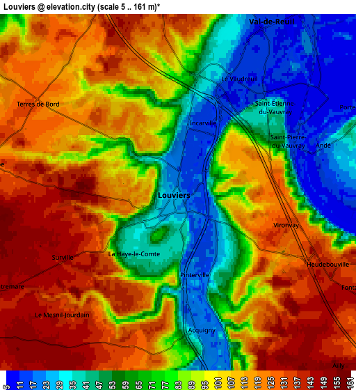 Zoom OUT 2x Louviers, France elevation map