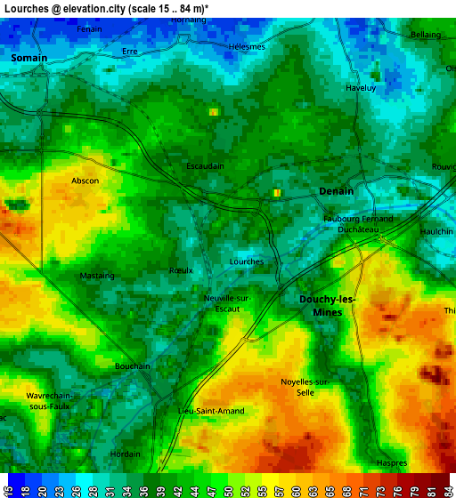 Zoom OUT 2x Lourches, France elevation map