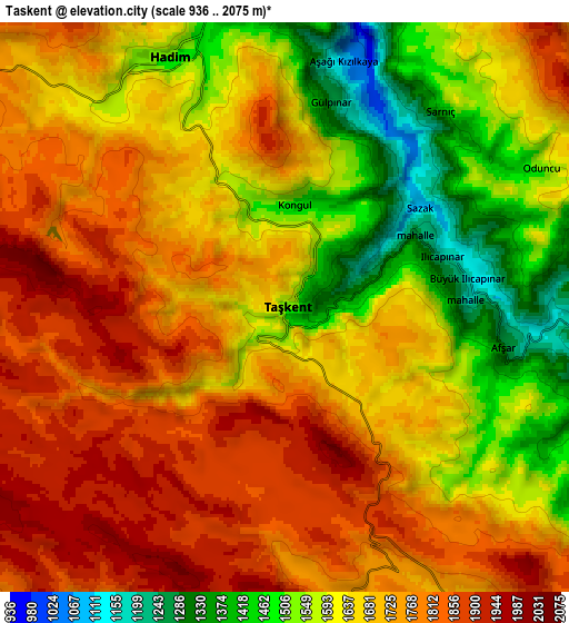 Zoom OUT 2x Taşkent, Turkey elevation map