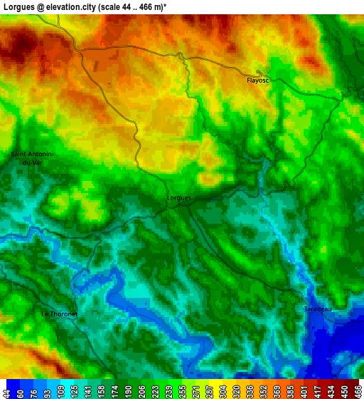 Zoom OUT 2x Lorgues, France elevation map