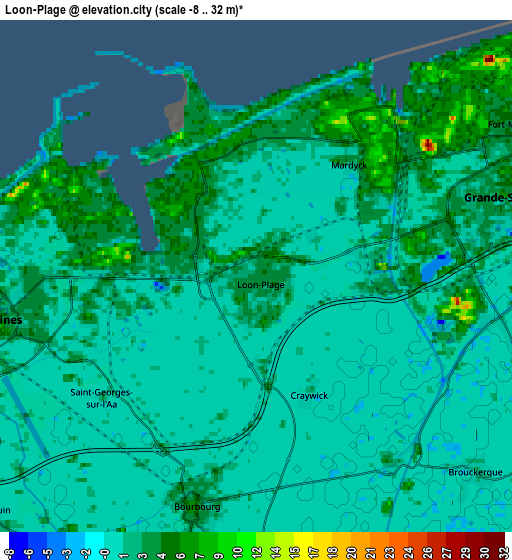 Zoom OUT 2x Loon-Plage, France elevation map